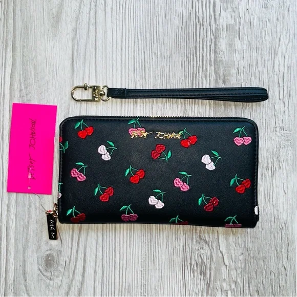 🍒 Betsey Johnson Cherry Embroidered Wallet NWT - Picture 8 of 10
